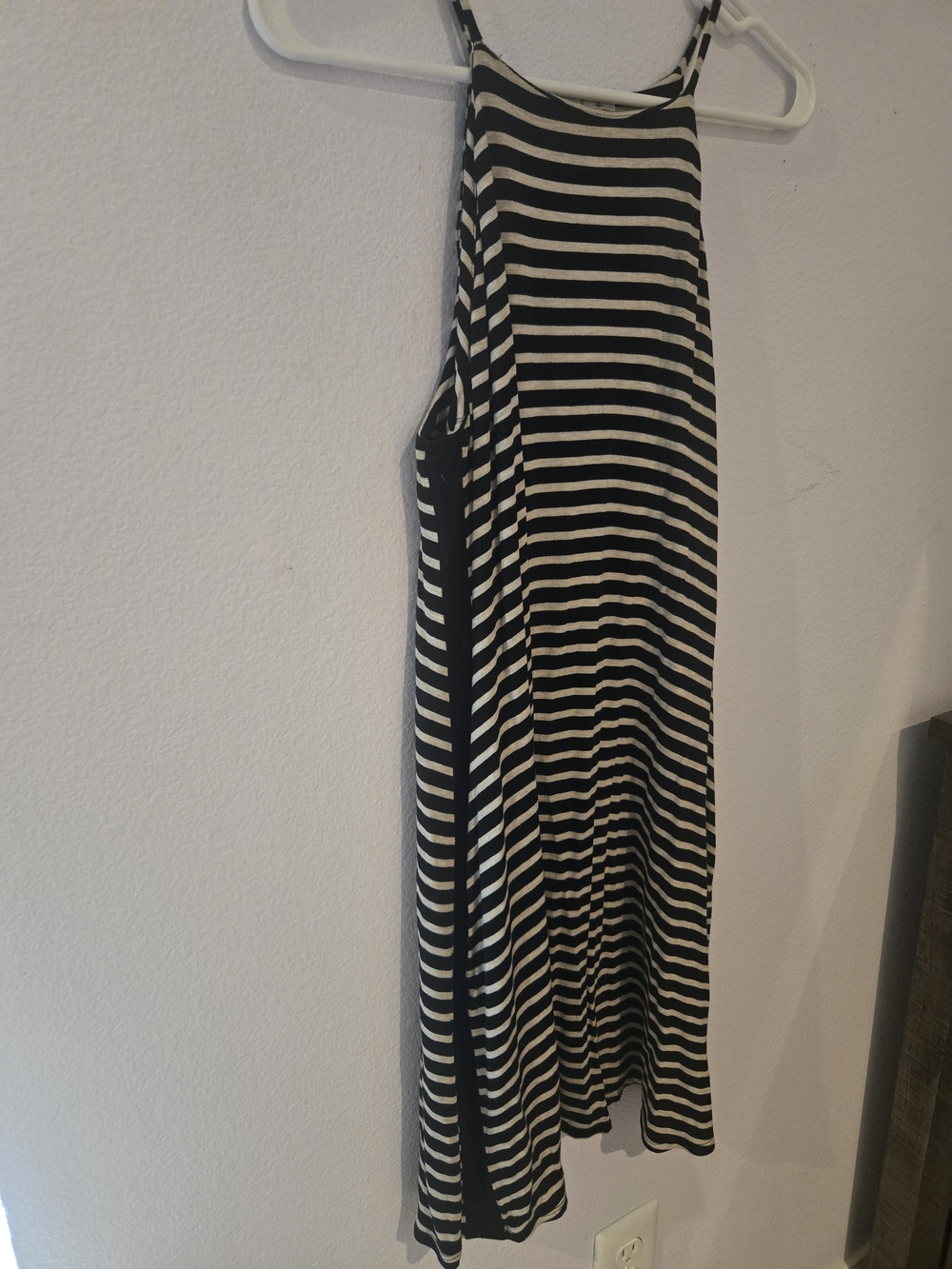 nine britton Black and Cream Striped Casual Dress